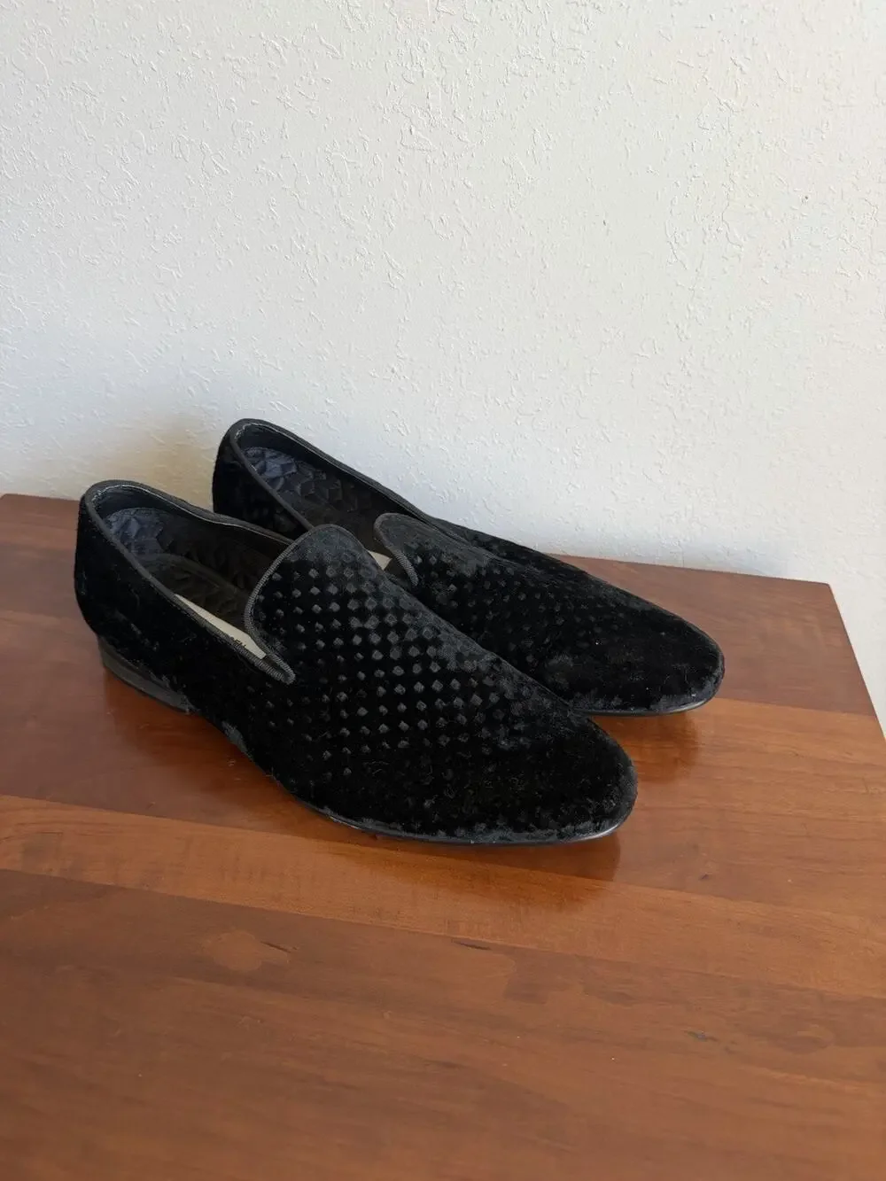 Steve Madden Laight Velvet Slip On Loafers Men Size 8.5 Black 099085 New in Box